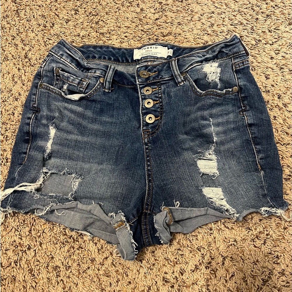 Torrid Women's Distressed Denim Shorts - Blue